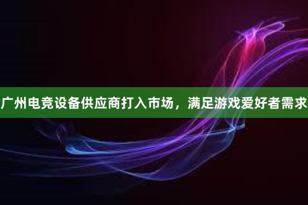 广州电竞设备供应商打入市场，满足游戏爱好者需求